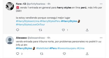 Usuarios venden sus entradas para Harry Styles. (Twitter)