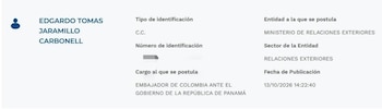 Edgardo Tomás Jaramillo Carbonell integró la junta directiva de Alianza Fiduciaria entre los años 2010 y 2015 - crédito Dapre