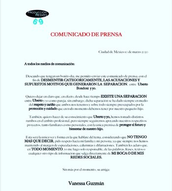 El comunicado de Vanessa (IG: