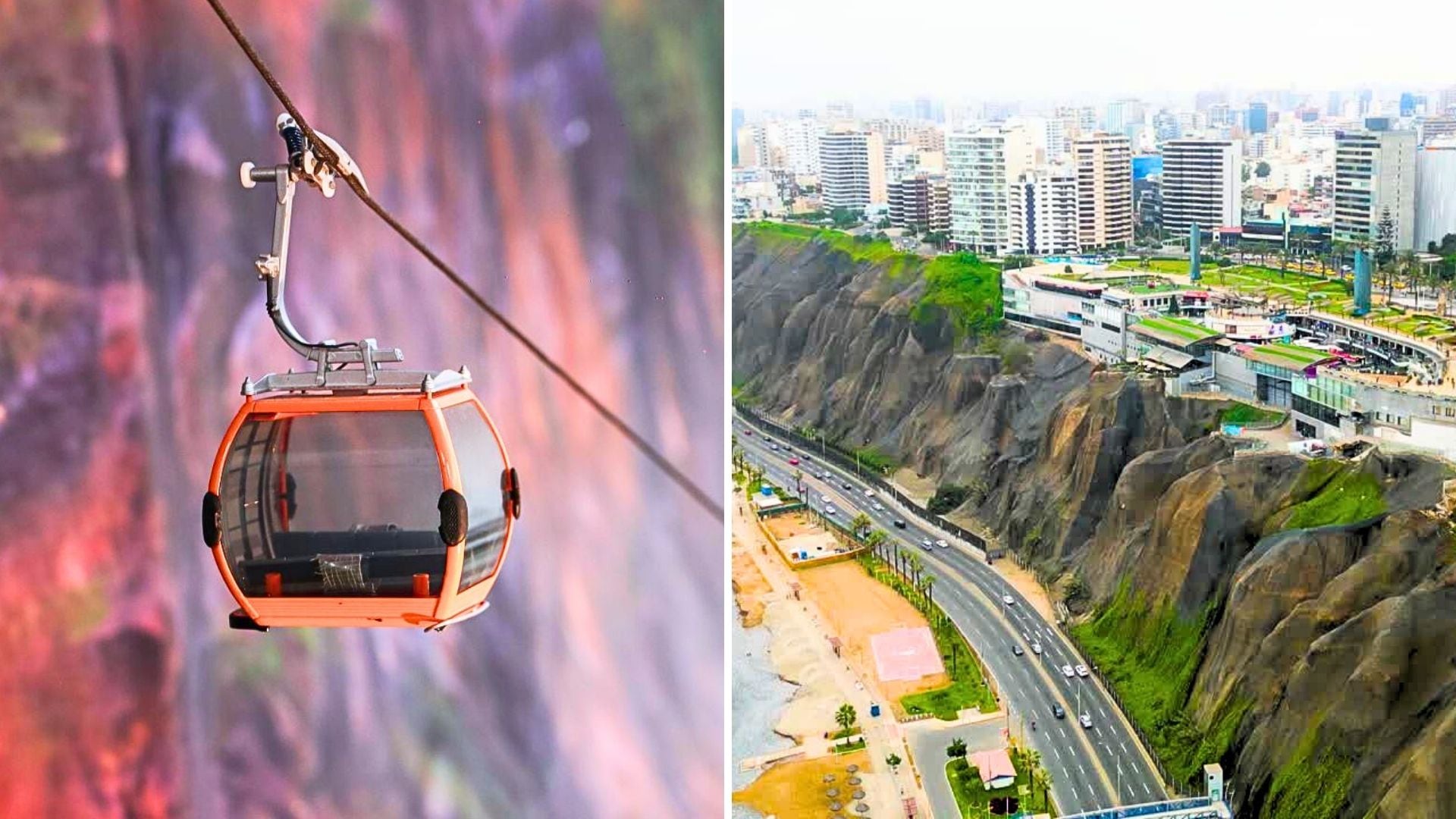 El teleférico de Miraflores conectará el Malecón con las playas de la Costa Verde en tiempo record. - Crédito Composición Infobae/Andina/Connie Calderon