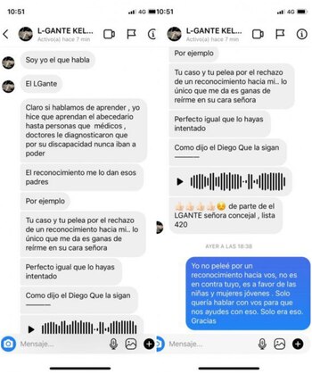 Los mensajes que L-Gante le