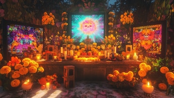 Según la Inteligencia Artificial, las ofrendas de Día de Muertos podrían ser únicamente de materiales sustentables (Imagen Ilustrativa Infobae)