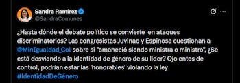 Sandra Ramírez pidió a los