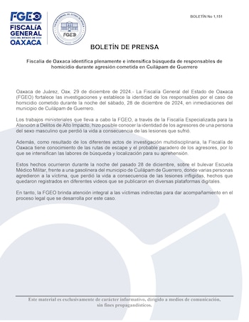 La Fiscalía de Oaxaca identificó