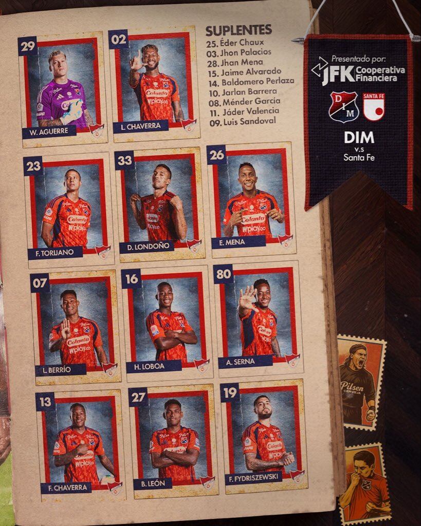 Así formará el Medellín contra Santa Fe- crédito @DIM_Oficial/X