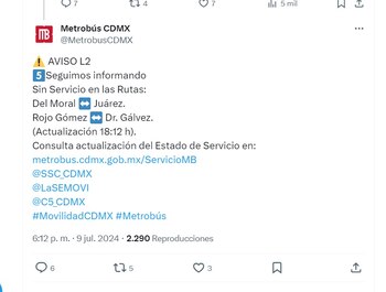 Servicio del Metrobús con afectaciones