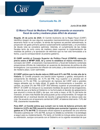 El Carf adviertió que el escenario fiscal planteado por el Gobierno Petro es difícil de alcanzar - crédito Carf