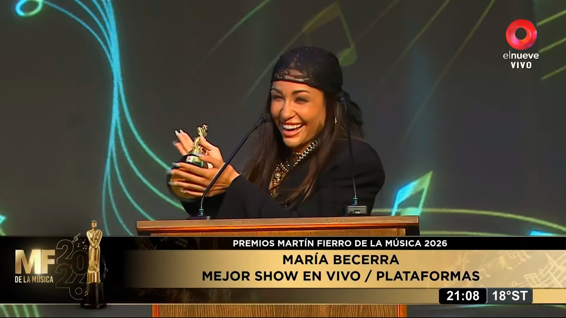 María Becerra obtuvo el galardón a Mejor Artista Show en Vivo por su presentación Quimera Show 360 en el estadio de River