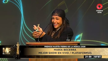 María Becerra obtuvo el galardón a Mejor Artista Show en Vivo por su presentación Quimera Show 360 en el estadio de River