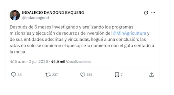 Indalecio Dangond lanzó duras pullas a la ministra Martha Carvajalino