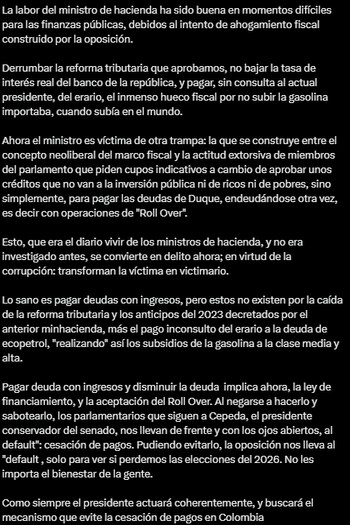 Gustavo Petro defendió a Ricardo Bonilla - crédito @petrogustavo/X
