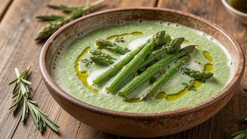 Sopa de espárragos verdes, el plato primaveral fresco e intenso que recuerda a los campos de España