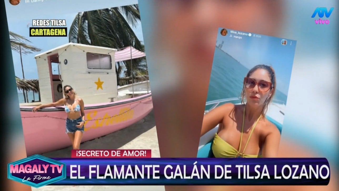 Tilsa Lozano y misterioso acompañante son captados ‘chapando’, pero él marca distancia. Captura: Magaly TV La Firme.