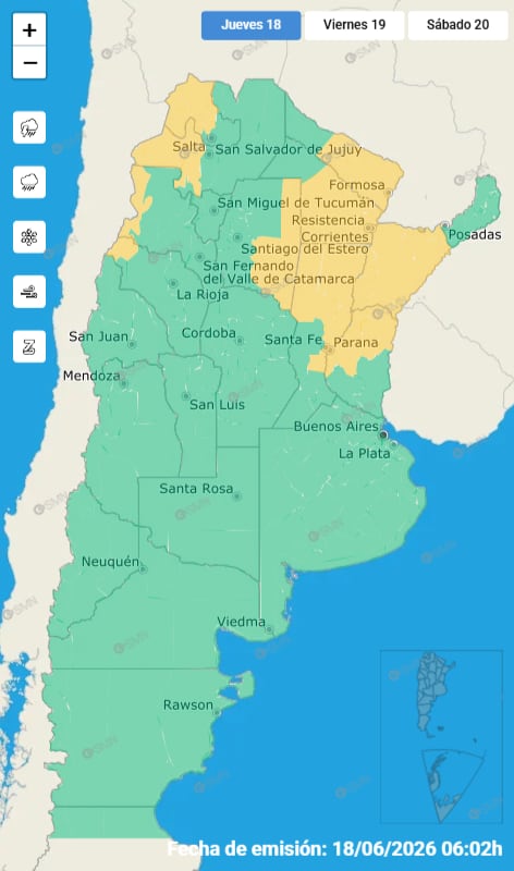 Las alertas por tormentas, nevadas y fuertes vientos en el norte del país.