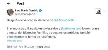 Lina Garrido lanzó fuertes críticas