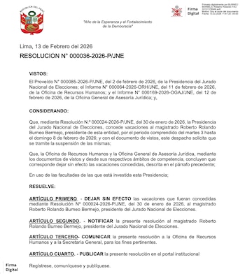 JNE deja sin efecto vacaciones de Roberto Burneo.