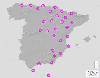 Probabilidad de precipitación (%) Viernes