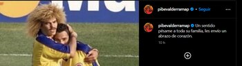 Reacción de el 'Pibe' Valderrama, exjugador del Junior y selección Colombia, por la muerte de Jorge Bolaño - crédito @pibevalderramap/Instagram