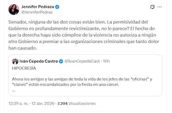 La congresista cuestionó postura de Iván Cepeda sobre polémica en cárcel de Itagüí - crédito @JenniferPedraz/X