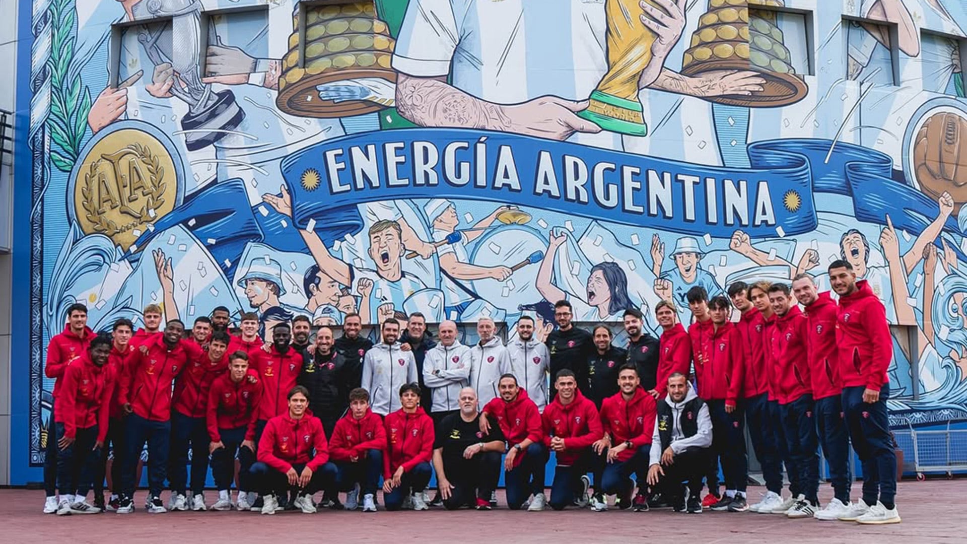 El plantel del Perugia, en el predio de la AFa en Ezeiza