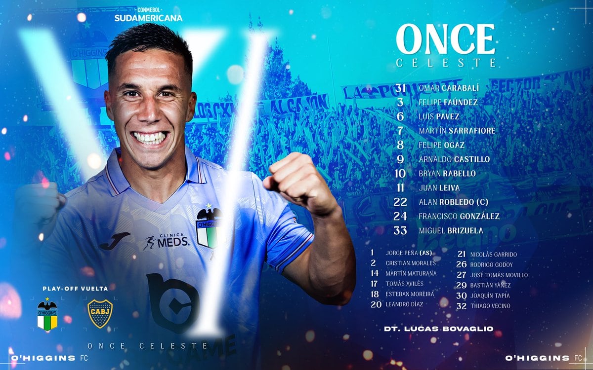 Estos son los once de Bovaglio para intentar eliminar a Boca Juniors (@OHigginsoficial/X)