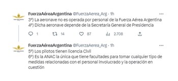 La Fuerza Aérea Argentina remarcó