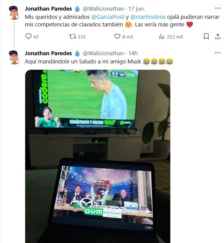 El clavadista mexicano mandó su petición a la popular dupla de narradores. (X/Jonathan Paredes)