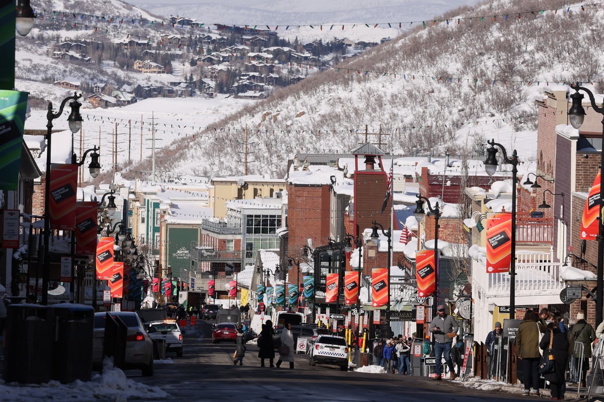 Una postal de la villa de invierno Park City, ubicada en las montañas del estado de Utah