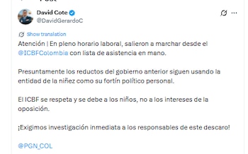 David Cote denunció marchas con funcionarios del Icbf con lista de asistencia - crédito @DavidGerardoC/X