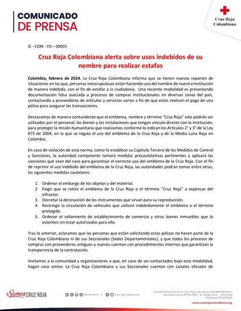 Comunicado de la Cruz Roja