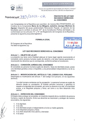 Contenido del proyecto de ley