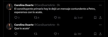La actriz Carolina Duarte publicó
