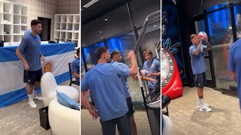 El Dibu Martínez filmó la intimidad de la concentración de la selección argentina en el Mundial: música, mini básquet y dardos gigantes