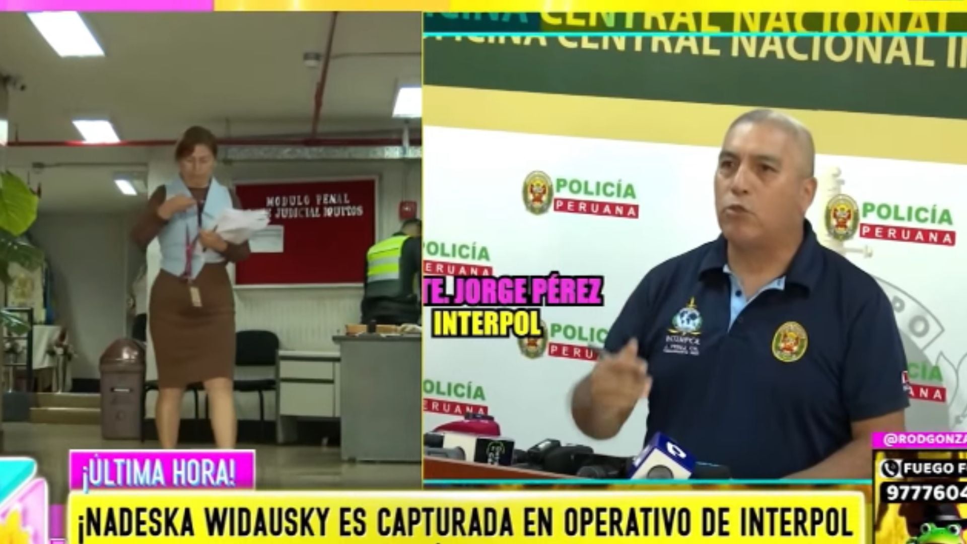 El comandante Jorge Pérez informó que la alerta internacional se emitió el 21 de mayo de 2026 por presuntos delitos de trata de personas con fines de explotación sexual, proxenetismo y otros delitos. Captura: Amor y Fuego.