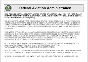 FAA sostuvo que hay riesgo