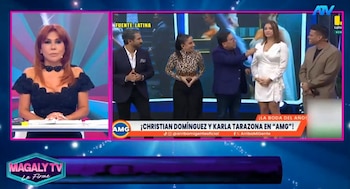 Magaly cuestiona defensa de Karla Tarazona a Christian Domínguez y habla de nuevos métodos de engaño. Captura: Magaly TV La Firme.