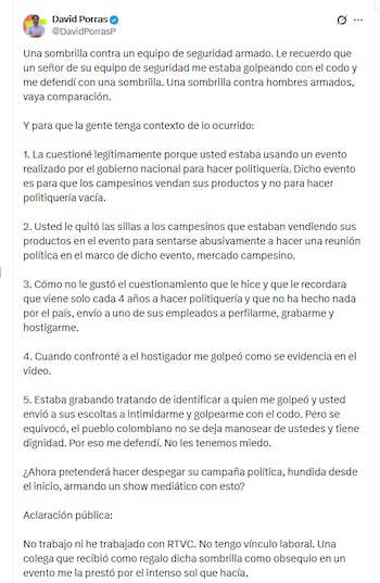 David Porras respondió a las