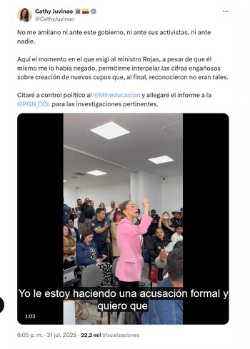 La congresista Catherine Juvinao increpó