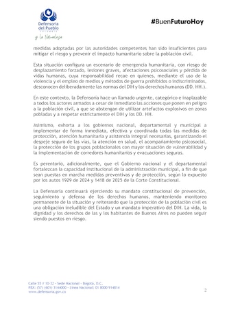 La Defensoría del Pueblo rechazó