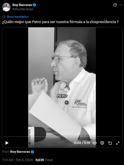 La propuesta de Roy Barreras difundida en redes sociales abre el debate sobre el futuro del proyecto político progresista - crédito @RoyBarreras