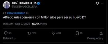 El periodista barranquillero informó que existe un interés de Millonarios por el técnico uruguayo-crédito @JOSEHUGOILLERA/X