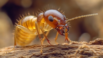 Termitas sobre madera dañada, insectos xilófagos responsables de deterioro estructural - (Imagen Ilustrativa Infobae)
