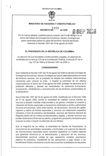 El Decreto 1379 dejó en firme la creación del ‘Fondo Milagro’, que coordinará recursos para la reconstrucción y la entrega de ayudas humanitarias - crédito Dapre