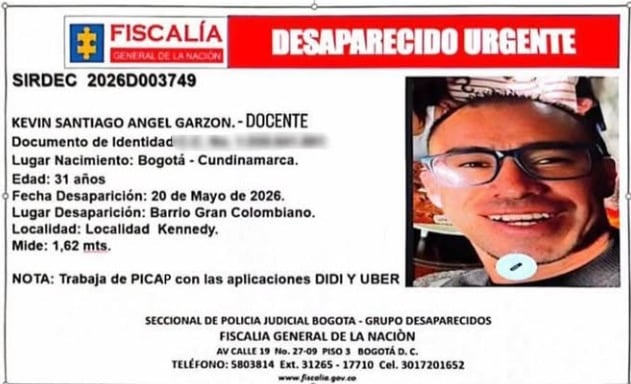 La Fiscalía y el Instituto de Medicina Legal confirmaron la identidad del docente a sus familiares mediante necropsia y huellas dactilares - crédito Fiscalía