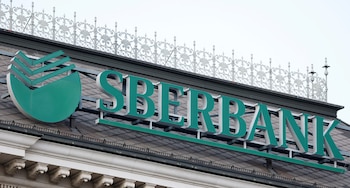FILE PHOTO: The logo of the Russian Sberbank Europe AG bank is seen on their headquarters in Vienna, Austria, February 28, 2022. REUTERS/Leonhard Foeger/File Photo
