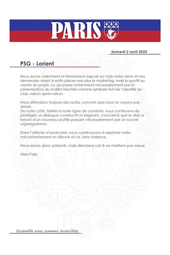 La carta de los Ultras