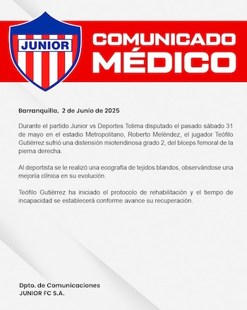 Junior de Barranquilla confirmó la