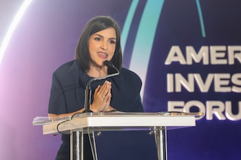 Biviana Riveiro Disla, directora ejecutiva de ProDominicana, explicó que el foro busca conectar a la región con los mercados de capitales de Medio Oriente, Asia y Europa. (Foto cortesía Presidencia de la República Dominicana)