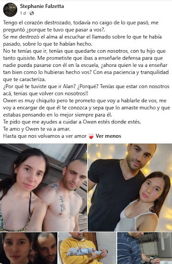 “Hasta que nos volvamos a ver”, la emotiva despedida de la pareja y mamá del hijo de Alan Molina, Stephanie (Facebook Stephanie Falzetta)