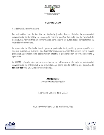 El comunicado fue presentado este